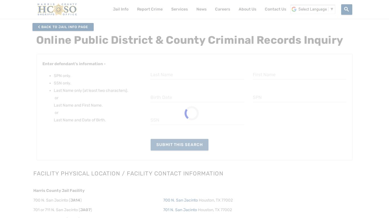 Online Public District & County Criminal Records Inquiry